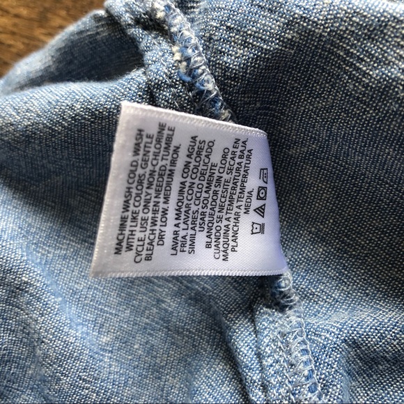 Time and Tru chambery cotton rayon lined blue tie scoop neck top - Picture 6 of 7